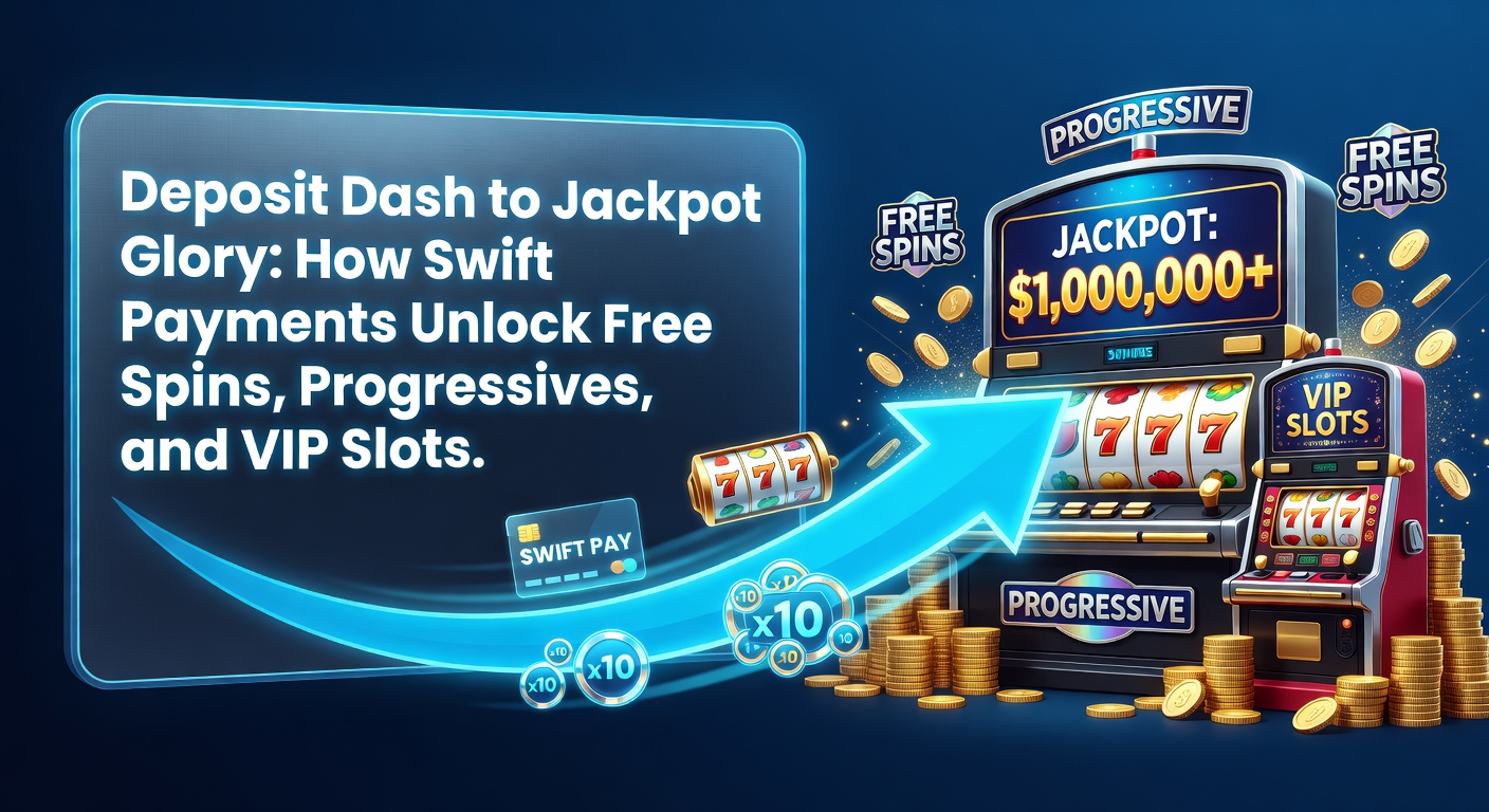 Dynamic graphic showing a swift deposit arrow racing toward exploding slot jackpots and bonus wheels