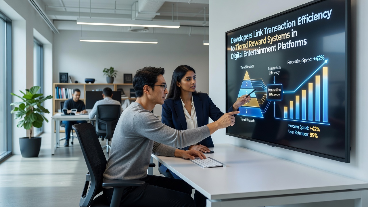 Analytics dashboard displaying tiered reward activation following efficient transaction processing