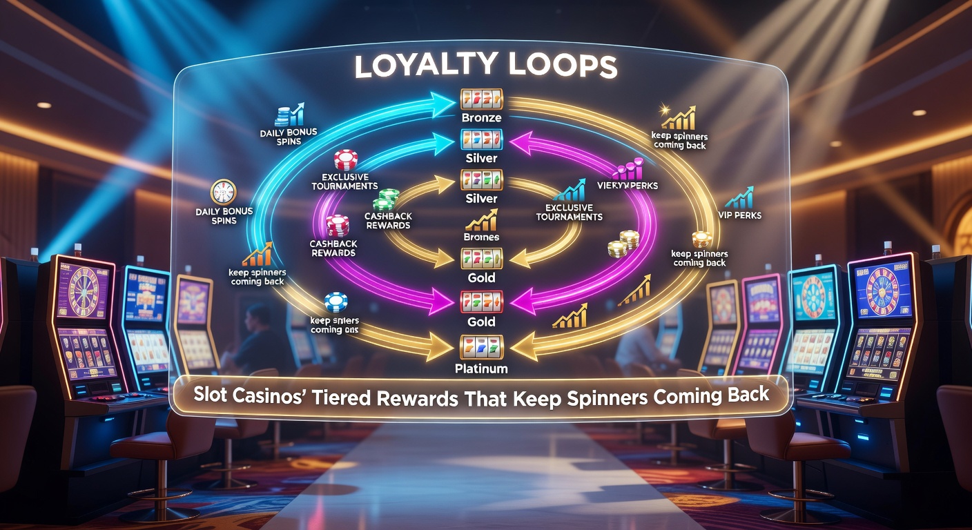 Detailed graphic of slot loyalty tier progression, showing point accumulation, reward unlocks, and player feedback loops in action