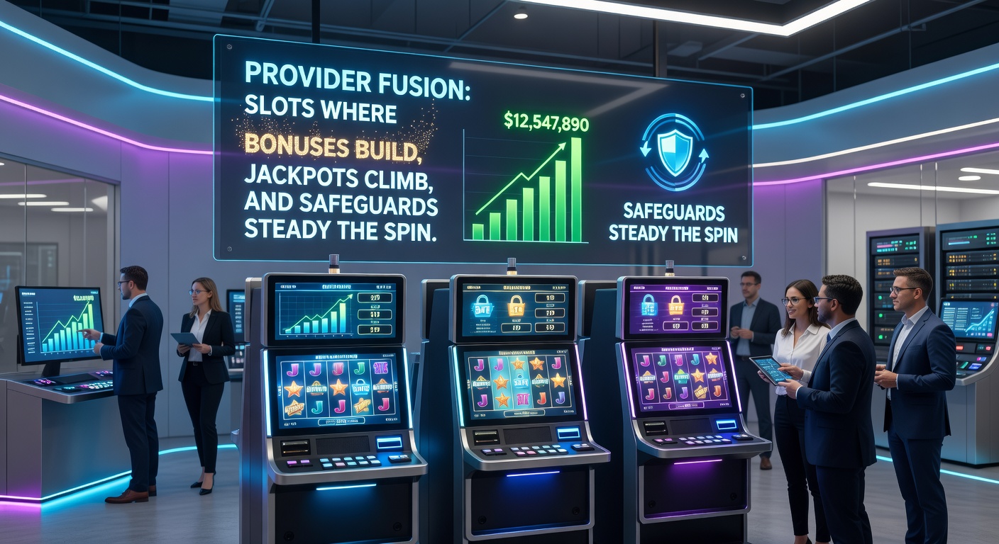 Animated graphic of a progressive jackpot meter surging upward alongside bonus multipliers and safeguard shields in a fused slot game demo