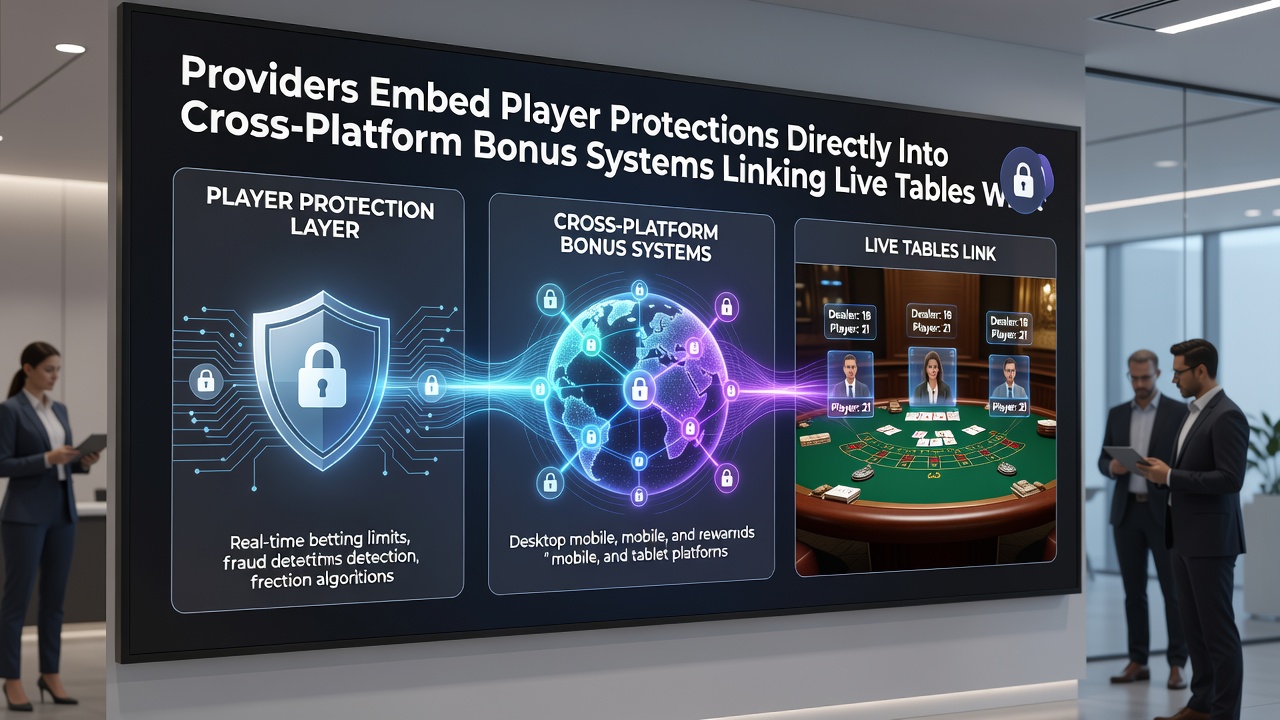 Diagram showing embedded safeguards within bonus systems that connect live dealer tables to progressive slot mechanics