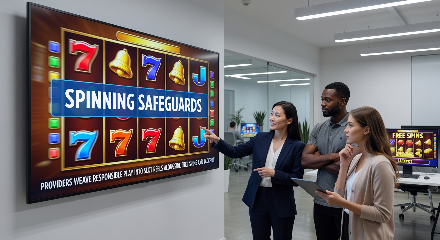 Close-up of a mobile slot interface showing jackpot progress bar, free spins counter, and active player safeguard notifications overlayed on colorful reels